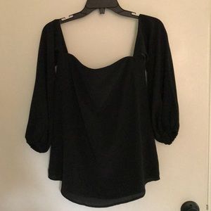 Theory Square Neck Puff Sleeve Blouse